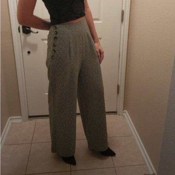 Francesca's Blue Rain high rise wide leg pants szS - Picture 13 of 13
